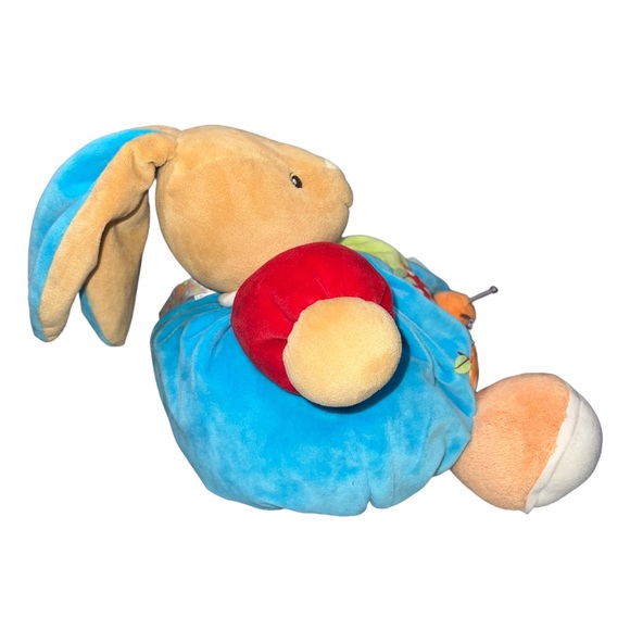 Kaloo Bunny Rabbit Apple Worm Blue Green Orange Velour Round Rattle Big Feet - Picture 8 of 10